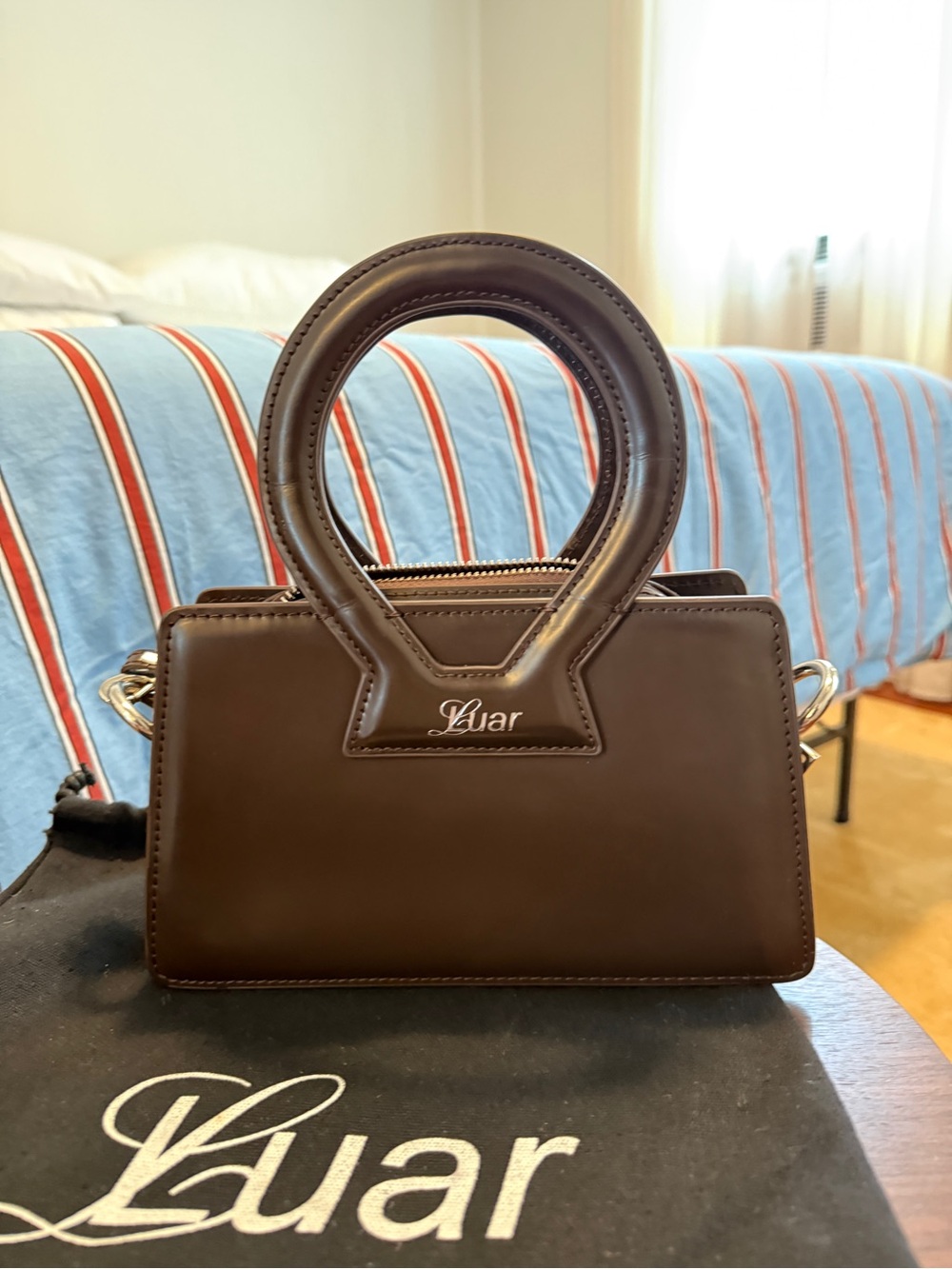LUAR small Ana Brown Leather Top-Handle Bag